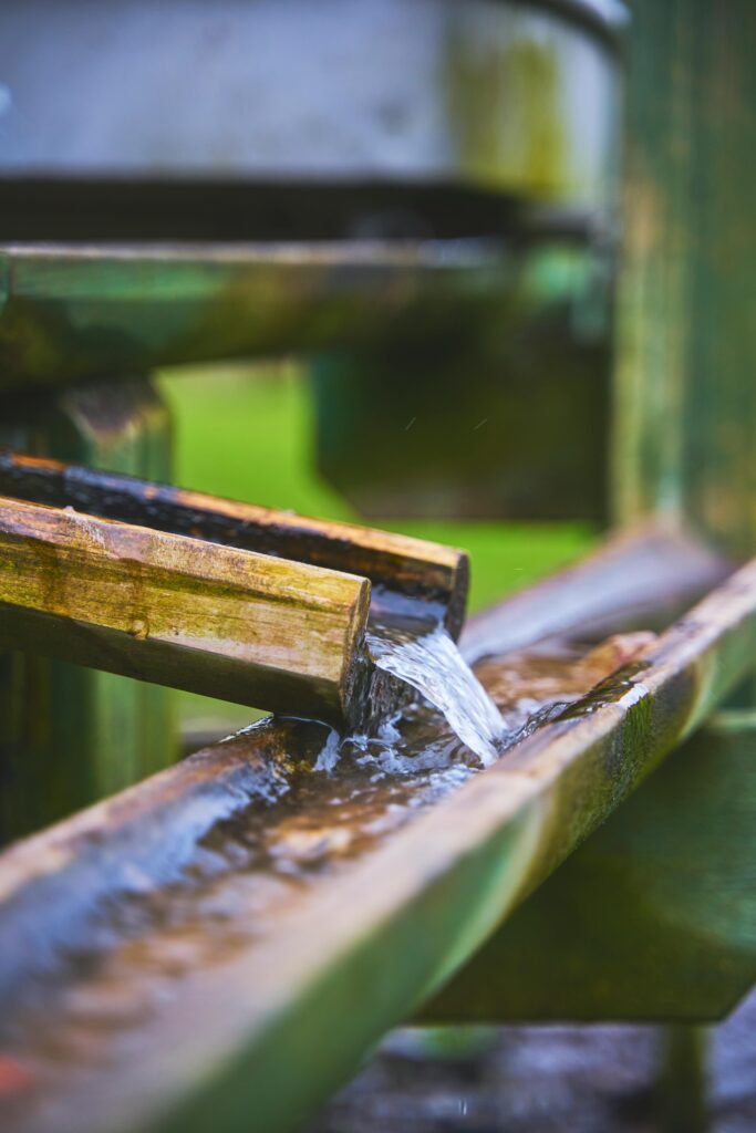 water draining into a gutter